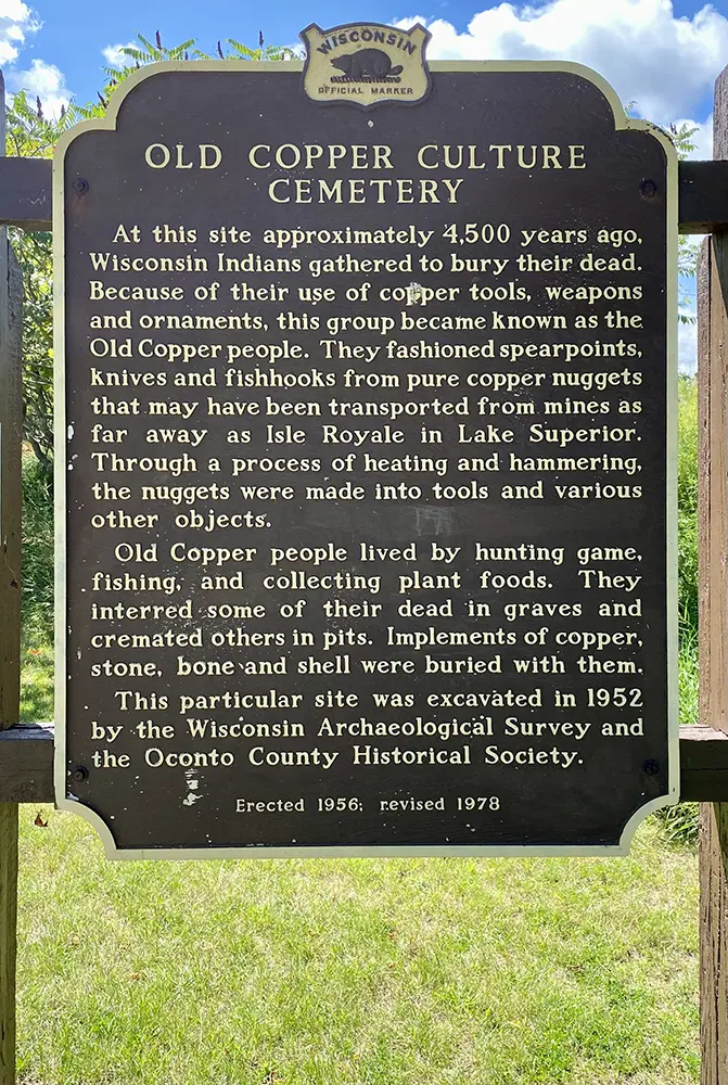 Old Copper Culture Cemetery historical plaque